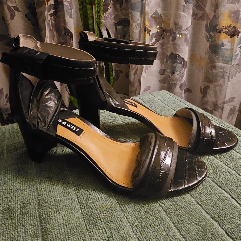 Nine West Ankle Strap Black Heel Sandals